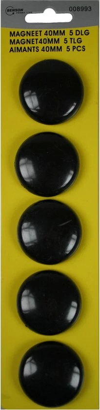 Merkloos 5x Stuks Ronde Koelkast / Whiteboard Magneetjes Zwart Plastic - Keuken Magneten 1 Merkloos 5x Stuks Ronde Koelkast / Whiteboard Magneetjes Zwart Plastic - Keuken Magneten