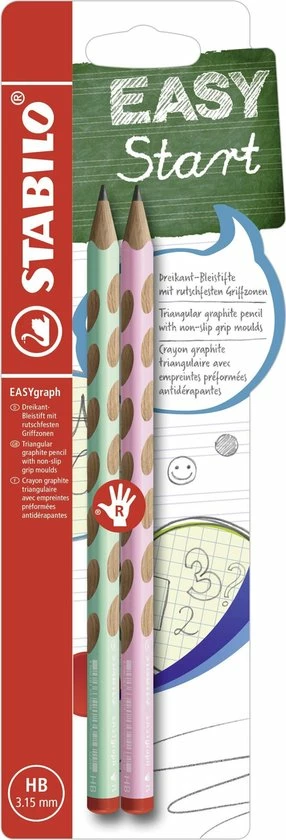 STABILO EASYgraph - Ergonomisch Grafietpotlood - Rechtshandig - Pastel Edition - Met Extra Dikke 3.15 Mm Kern - 2 Stuks Blister 1 STABILO EASYgraph - Ergonomisch Grafietpotlood - Rechtshandig - Pastel Edition - Met Extra Dikke 3.15 Mm Kern - 2 Stuks Blister
