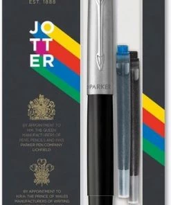 Parker Jotter Originals-vulpen | Klassieke Zwarte Afwerking | Medium Penpunt | Blauwe En Zwarte Inkt