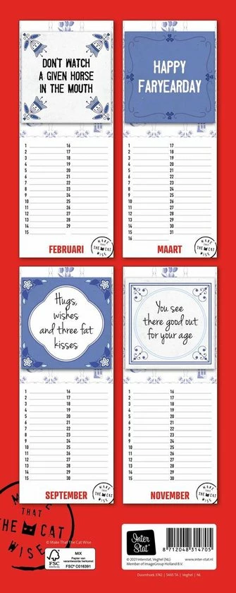 Onbekend Verjaardagskalender MTTCW Speakwords & Sayings - 13 X 33 Cm 2 Onbekend Verjaardagskalender MTTCW Speakwords & Sayings - 13 X 33 Cm - Afbeelding 2