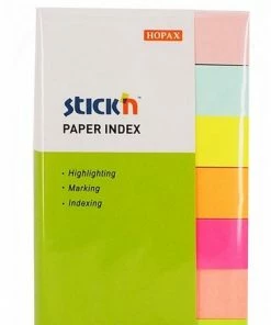 Stick'n Index Papieren Markeerstroken 50x12mm, 9x Neon/pastel Assortiment, 450 Memoblaadjes Totaal