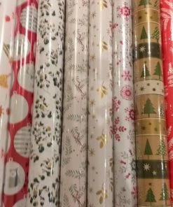 Merkloos Kerstgeschenkpapier - 5 Rollen - 70cm X 200cm - Verschillende Design -Parker Shop 408x840 4