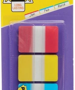 Post-it® Index Strong, Blauw, Rood, Geel, 25.4 X 38 Mm, 22 Tabs/Kleur/Dispenser