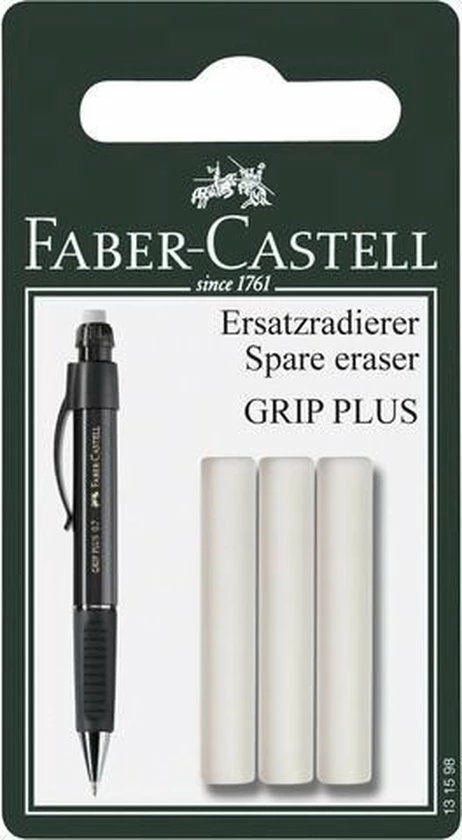 Faber-Castell Faber Castell Reservegum Voor GRIP Plus Blister A 3 Stuks 1 Faber-Castell Faber Castell Reservegum Voor GRIP Plus Blister A 3 Stuks