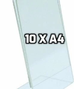 Displaysign 10x A4 Formaat L-houder Kaarthouder Folderstandaard Menuhouder Menustandaard L-standaard In 2mm Acryl