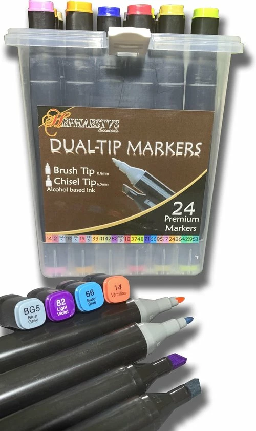 Hephaestus Essentials. ℋephaestus ℰssentials - 24 Premium Dual-tip Markers - Dubbele Markeer Stift 8 Hephaestus Essentials. ℋephaestus ℰssentials - 24 Premium Dual-tip Markers - Dubbele Markeer Stift - Afbeelding 8