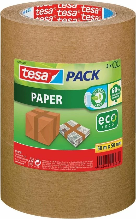 Tesa PAPER 55337-00002-01 Pakband Tesapack EcoLogo Bruin (l X B) 50 M X 50 Mm 3 Stuk(s) 1 Tesa PAPER 55337-00002-01 Pakband Tesapack EcoLogo Bruin (l X B) 50 M X 50 Mm 3 Stuk(s)