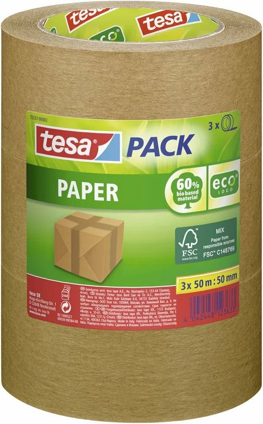Tesa PAPER 55337-00002-01 Pakband Tesapack EcoLogo Bruin (l X B) 50 M X 50 Mm 3 Stuk(s) 4 Tesa PAPER 55337-00002-01 Pakband Tesapack EcoLogo Bruin (l X B) 50 M X 50 Mm 3 Stuk(s) - Afbeelding 4