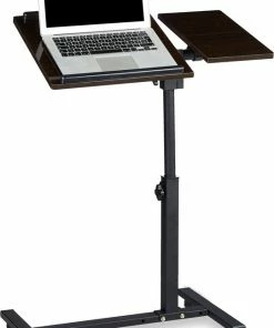 Relaxdays Laptoptafel Op Wieltjes - Hout - Laptopstandaard - Ook Voor Linkshandigen - Zwart