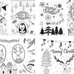 Folia - Raamsjablonen - Maxi Set - 8 Sjablonen - 1 Krijtmarker Wit