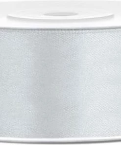 Merkloos Satijn Lint Zilver 25mm 25m