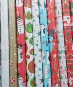 Merkloos Kerstgeschenkpapier - 5 Rollen - 70cm X 200cm - Verschillende Design -Parker Shop 550x309 35