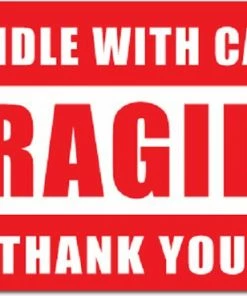 Telano 27x Breekbaar Fragile Stickers Etiketten Verhuisstickers 50mm X 76,2mm - Handle With Care - Thank You - Transport Stickervel