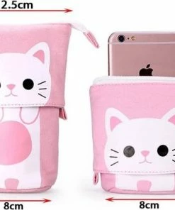 LIXIN Staande Etui - Roze Kat - Pennenzak Voor Jongens En Meisjes - Canvas - Linnen - School Etui - Staande Etui Voor Kinderen En Volwassenen - School - Terug Naar School - Back To School - Leuke Telescopishe Pennenhouder - Leuk Etui - Gift - Cadeau -Parker Shop 550x377 1