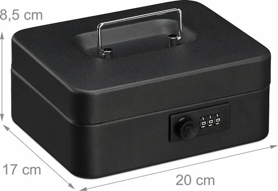 Relaxdays Geldkistje Met Cijferslot - Geldkluisje Slot - Kistje Voor Geld - Geldcassette - Zwart 5 Relaxdays Geldkistje Met Cijferslot - Geldkluisje Slot - Kistje Voor Geld - Geldcassette - Zwart - Afbeelding 5