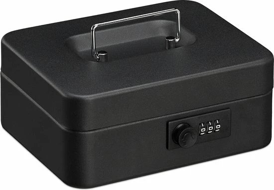 Relaxdays Geldkistje Met Cijferslot - Geldkluisje Slot - Kistje Voor Geld - Geldcassette - Zwart 8 Relaxdays Geldkistje Met Cijferslot - Geldkluisje Slot - Kistje Voor Geld - Geldcassette - Zwart - Afbeelding 8