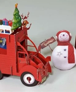 Popcards.nl Popcards Popup Kerstkaarten – Kerstkaart Vrolijke Kerstman Citroën 2CV Eend Auto Sneeuwpop Cadeautjes Pop-up Kaart 3D Wenskaart -Parker Shop 550x382 4