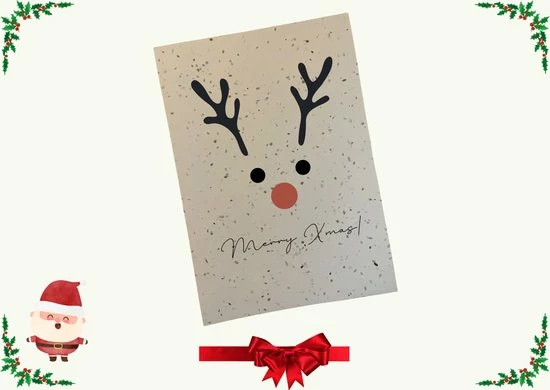 Groeikaartje Kerstkaart Met Enveloppen - 6 Stuks - Bloeikaart Met Zaadjes - Luxe Kerstkaart Van Groeipapier 3 Groeikaartje Kerstkaart Met Enveloppen - 6 Stuks - Bloeikaart Met Zaadjes - Luxe Kerstkaart Van Groeipapier - Afbeelding 3