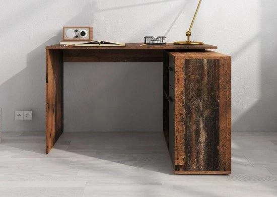 Meubella - Bureau Anderson - Eiken - Grijs 5 Meubella - Bureau Anderson - Eiken - Grijs - Afbeelding 5