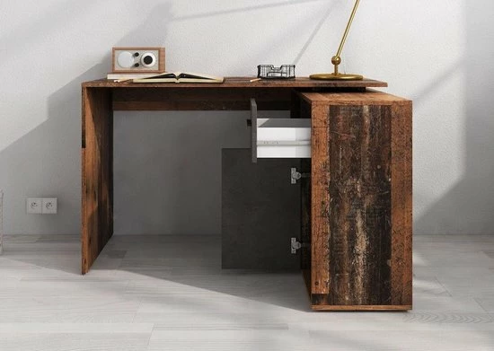 Meubella - Bureau Anderson - Eiken - Grijs 4 Meubella - Bureau Anderson - Eiken - Grijs - Afbeelding 4