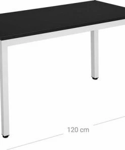 Merkloos Bureau, Grote Computertafel, Stabiele En Mooie Kantoortafel Met Groot Werkblad, PC-tafel Voor Thuiskantoor, Eenvoudige Montage, 120 X 76 X 60 Cm (B X H X D), Zwart En Wit LWD64B -Parker Shop 550x399