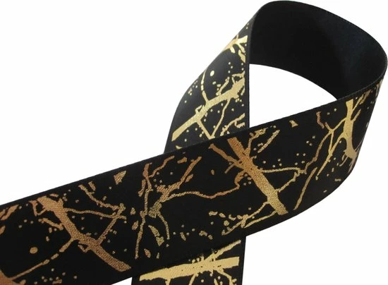 Merkloos Kerst Lint 22mm (2,2cm) | Luxe Satijnlint | Stijlvol Kerstlint Goudfolie | Marmer Look | Marmer Print | Zwart Goud Glitter | Cadeaulint | Decoratielint | Rol: 10 Meter 2 Merkloos Kerst Lint 22mm (2,2cm) | Luxe Satijnlint | Stijlvol Kerstlint Goudfolie | Marmer Look | Marmer Print | Zwart Goud Glitter | Cadeaulint | Decoratielint | Rol: 10 Meter - Afbeelding 2