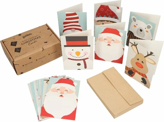 Partizzle® Partizzle 36x Schattige Kerstkaarten Met Enveloppen Set - Leuke Wenskaarten Versturen - Ansichtkaarten Kerst 2022 - 15x10 Cm 6 Partizzle® Partizzle 36x Schattige Kerstkaarten Met Enveloppen Set - Leuke Wenskaarten Versturen - Ansichtkaarten Kerst 2022 - 15x10 Cm - Afbeelding 6