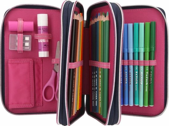 Topmodel Etui Butterfly 3-vaks Meisjes 13 X 20 Cm Donkerblauw 3 Topmodel Etui Butterfly 3-vaks Meisjes 13 X 20 Cm Donkerblauw - Afbeelding 3