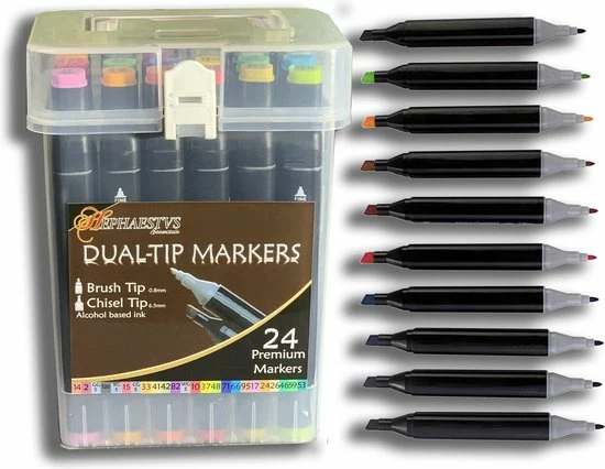 Hephaestus Essentials. ℋephaestus ℰssentials - 24 Premium Dual-tip Markers - Dubbele Markeer Stift 9 Hephaestus Essentials. ℋephaestus ℰssentials - 24 Premium Dual-tip Markers - Dubbele Markeer Stift - Afbeelding 9