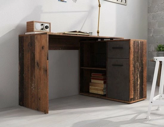 Meubella - Bureau Anderson - Eiken - Grijs 1 Meubella - Bureau Anderson - Eiken - Grijs