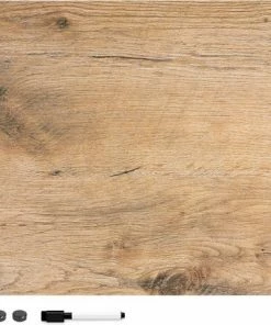 Navaris Magnetisch Bord In Houtlook - Magneetbord Om Op Te Schrijven - Memobord Voor Aan De Muur 90 X 60 Cm - Inclusief Magneten En Marker