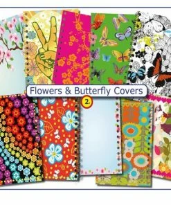 CitrusPers Cover Setje Nr.2 - Bloemen & Vlinders - Voor LOS Bij Te Bestellen Schoolagenda A5