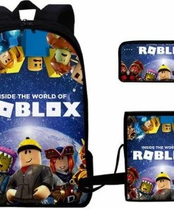 Gift Land® Roblox Rugzak- Kinder Rugtas En Pennen Etui Met Een Bijhorende Lunchtas - Blauw Schooltas - 16 Liter - 3 Ritsvakken