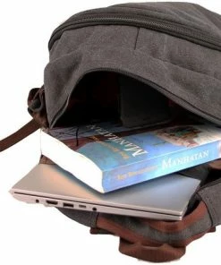 Yakfield - Rugzak - 20 Liter – Casual Model - Kado - Heren - Geschikt Voor Laptop - Handbagage- Schooltas - Zwart Antraciet Grijs- Vintage Canvas Katoen – Heren En Dames - 44 X 30 X 15 Cm - Pukkel -Parker Shop 550x450 4