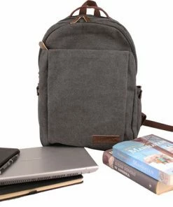 Yakfield - Rugzak - 20 Liter – Casual Model - Kado - Heren - Geschikt Voor Laptop - Handbagage- Schooltas - Zwart Antraciet Grijs- Vintage Canvas Katoen – Heren En Dames - 44 X 30 X 15 Cm - Pukkel -Parker Shop 550x455