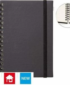 Quantore Notitieboek A5 Zwart Met Spiraal, Elastiek En Tabs