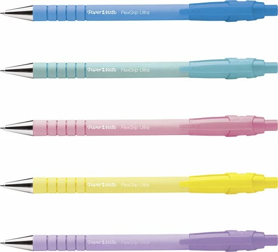 Papermate Paper Mate Flexgrip Ultra-balpennen Met Pastelkleuren | Medium Punt (1,0 Mm) | Blauwe Inkt | 5 Stuks 2 Papermate Paper Mate Flexgrip Ultra-balpennen Met Pastelkleuren | Medium Punt (1,0 Mm) | Blauwe Inkt | 5 Stuks - Afbeelding 2