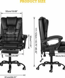 Snailhome Bureaustoel - Ergonomische Draaistoel En Computerstoel - Met Massagefunctie - Belastbaar Tot 150 Kg - Zwart - 61 X 50 X 123cm -Parker Shop 550x509 3