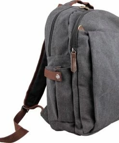 Yakfield - Rugzak - 20 Liter – Casual Model - Kado - Heren - Geschikt Voor Laptop - Handbagage- Schooltas - Zwart Antraciet Grijs- Vintage Canvas Katoen – Heren En Dames - 44 X 30 X 15 Cm - Pukkel