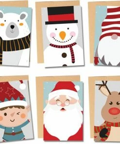 Partizzle® Partizzle 36x Schattige Kerstkaarten Met Enveloppen Set - Leuke Wenskaarten Versturen - Ansichtkaarten Kerst 2022 - 15x10 Cm