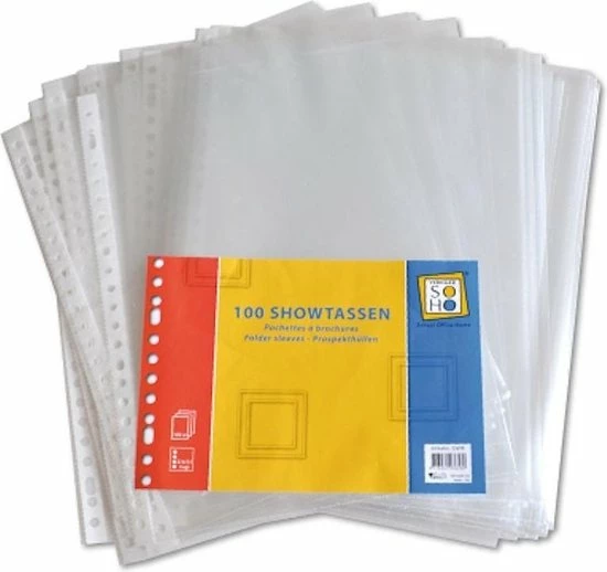 Soho Showtassen 23-rings A4 Transparant 100 Stuks 1 Soho Showtassen 23-rings A4 Transparant 100 Stuks