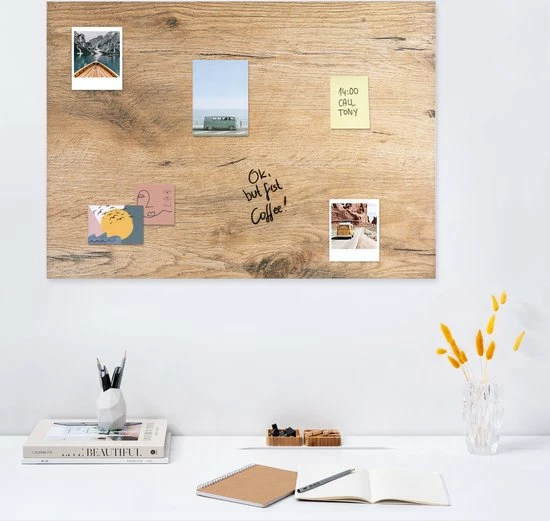 Navaris Magnetisch Bord In Houtlook - Magneetbord Om Op Te Schrijven - Memobord Voor Aan De Muur 90 X 60 Cm - Inclusief Magneten En Marker 3 Navaris Magnetisch Bord In Houtlook - Magneetbord Om Op Te Schrijven - Memobord Voor Aan De Muur 90 X 60 Cm - Inclusief Magneten En Marker - Afbeelding 3