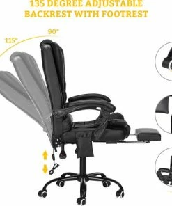 Snailhome Bureaustoel - Ergonomische Draaistoel En Computerstoel - Met Massagefunctie - Belastbaar Tot 150 Kg - Zwart - 61 X 50 X 123cm -Parker Shop 550x522 8