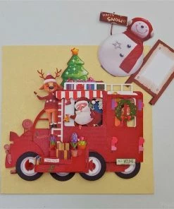 Popcards.nl Popcards Popup Kerstkaarten – Kerstkaart Vrolijke Kerstman Citroën 2CV Eend Auto Sneeuwpop Cadeautjes Pop-up Kaart 3D Wenskaart -Parker Shop 550x525 2