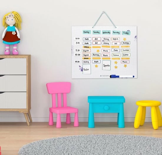 Navaris Magnetische Weekplanner - 40 X 32 Cm - Inclusief 115 Stickers En Stift - Uitwisbare Familieplanner - Magneetbord - Wit 2 Navaris Magnetische Weekplanner - 40 X 32 Cm - Inclusief 115 Stickers En Stift - Uitwisbare Familieplanner - Magneetbord - Wit - Afbeelding 2