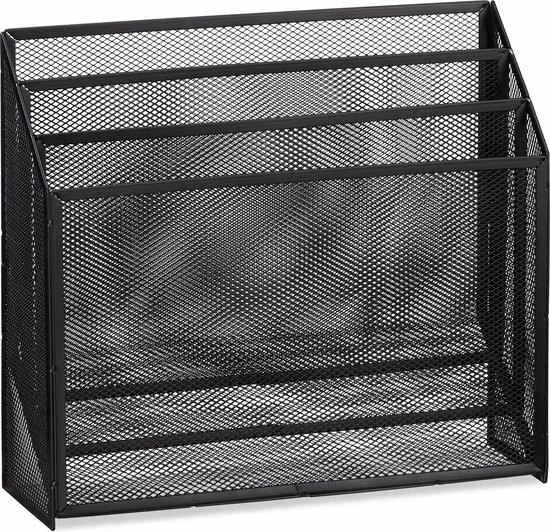 Relaxdays Brievenbak Metaal - Postvak 3 Vakken - Tijdschriftenhouder - Gaas - Briefhouder - Zwart 8 Relaxdays Brievenbak Metaal - Postvak 3 Vakken - Tijdschriftenhouder - Gaas - Briefhouder - Zwart - Afbeelding 8