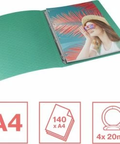 Esselte Colour'Breeze 4-Rings Kunststof A4 Ringmap Met Soepele Kaft Voor 140 Vellen - Rugbreedte Van 25mm - Groen -Parker Shop 550x532