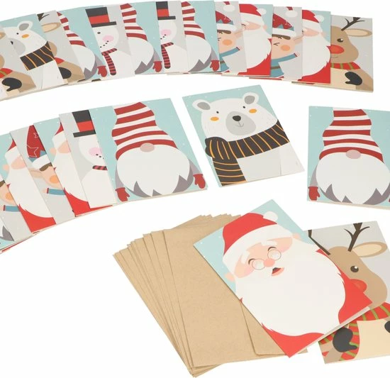 Partizzle® Partizzle 36x Schattige Kerstkaarten Met Enveloppen Set - Leuke Wenskaarten Versturen - Ansichtkaarten Kerst 2022 - 15x10 Cm 3 Partizzle® Partizzle 36x Schattige Kerstkaarten Met Enveloppen Set - Leuke Wenskaarten Versturen - Ansichtkaarten Kerst 2022 - 15x10 Cm - Afbeelding 3