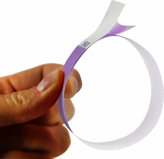 CombiCraft Blanco Tyvek Polsbandjes Paars - 100 Stuks 4 CombiCraft Blanco Tyvek Polsbandjes Paars - 100 Stuks - Afbeelding 4