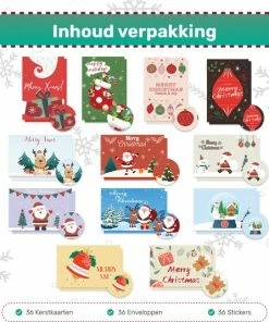 Giftmas Kerstkaarten - Wenskaarten - 36 Stuks - Met Enveloppen En Stickers - 10x15cm -Parker Shop 550x534 1
